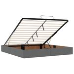 Casa si Gradina - Mobilier - Paturi si accesorii - Paturi - Cadru de pat otoman cu saltea tesatura gri inchis 200x200 cm, model design simplu - Infinity.ro
