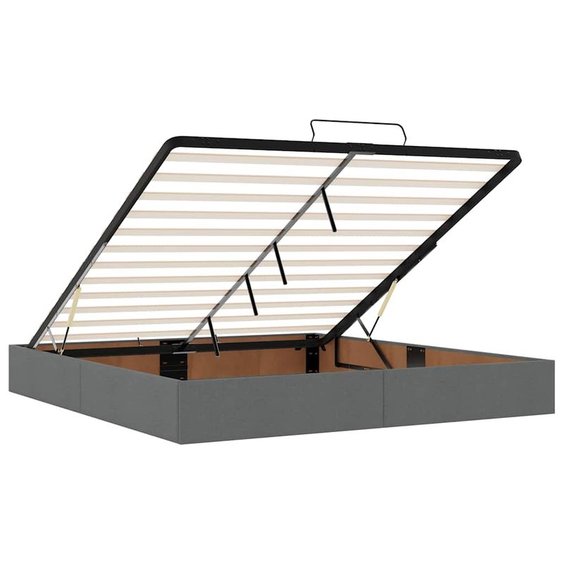 Casa si Gradina - Mobilier - Paturi si accesorii - Paturi - Cadru de pat otoman cu saltea tesatura gri inchis 200x200 cm, model design simplu - Infinity.ro