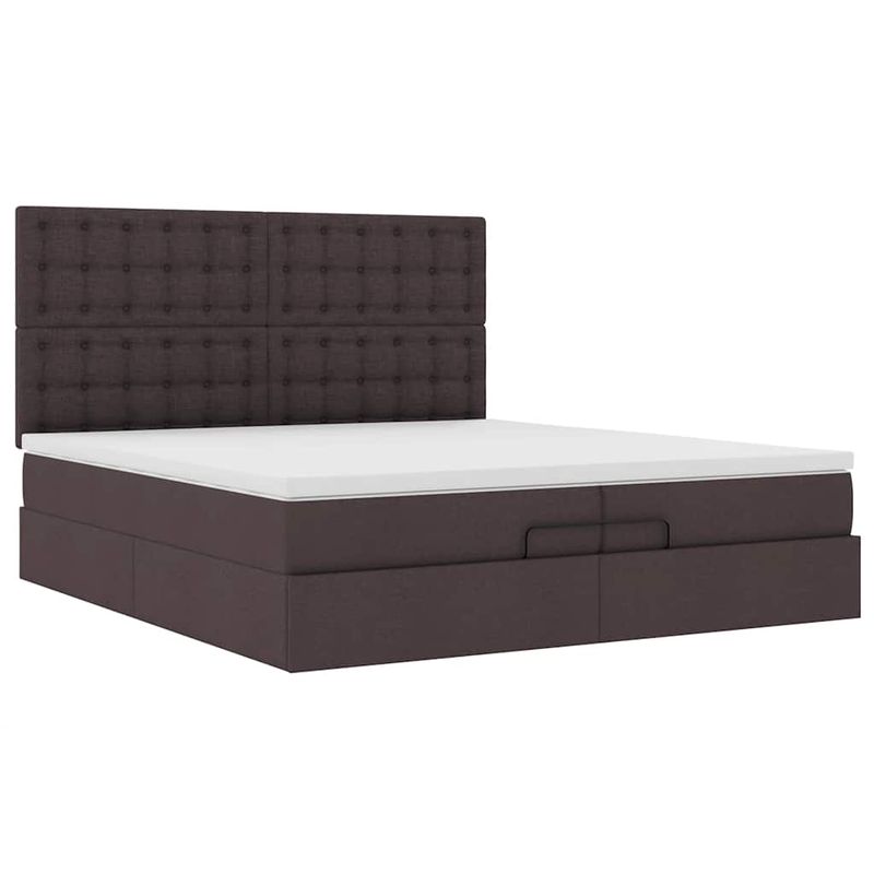 Casa si Gradina - Mobilier - Paturi si accesorii - Paturi - Cadru de pat otoman cu saltele tesatura maro inchis 200x200cm - Infinity.ro