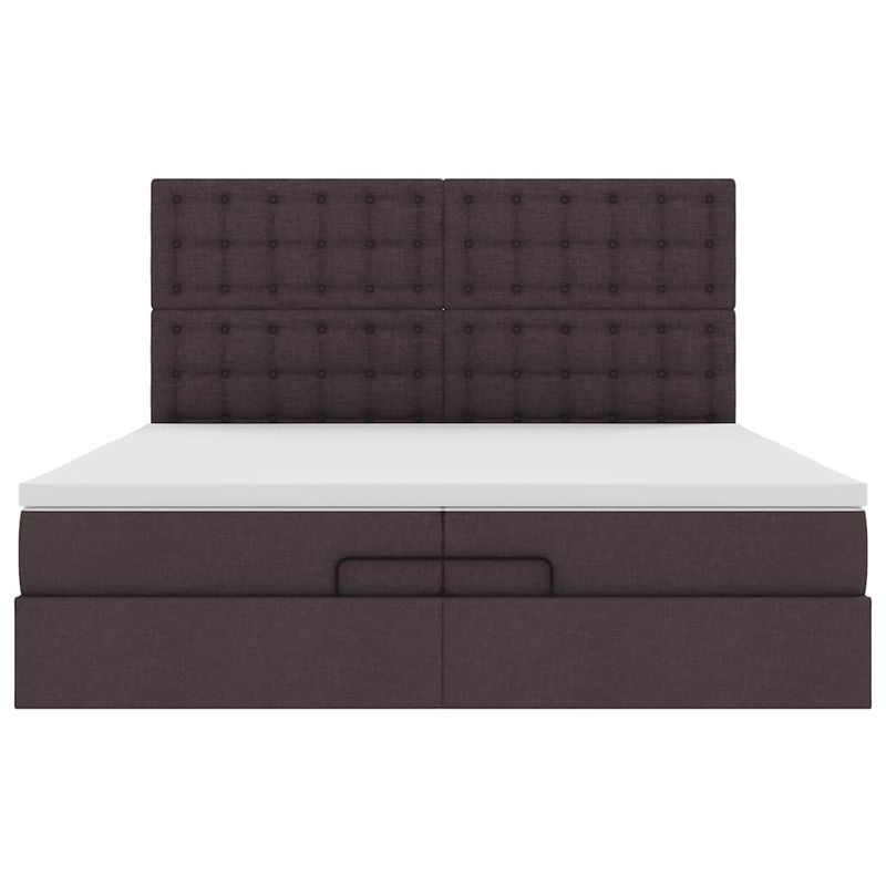 Casa si Gradina - Mobilier - Paturi si accesorii - Paturi - Cadru de pat otoman cu saltele tesatura maro inchis 200x200cm - Infinity.ro