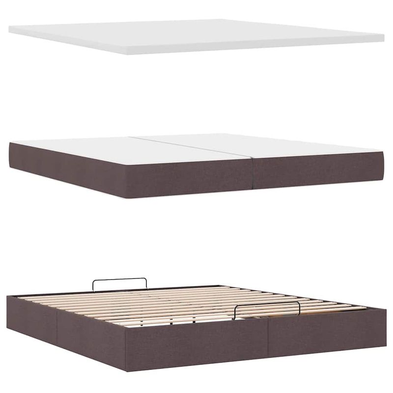 Casa si Gradina - Mobilier - Paturi si accesorii - Paturi - Cadru de pat otoman cu saltele tesatura maro inchis 200x200cm - Infinity.ro