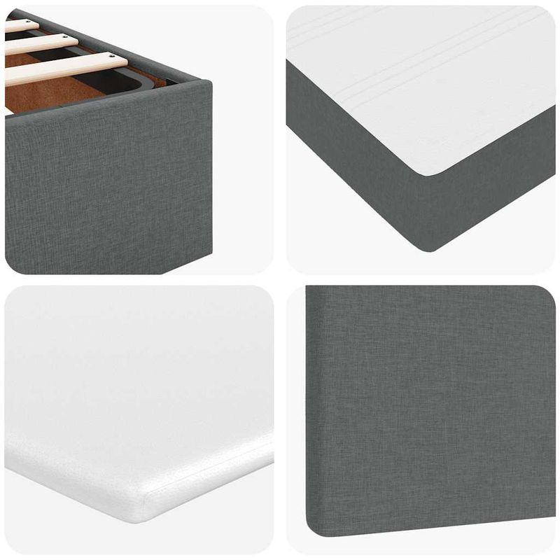 Casa si Gradina - Mobilier - Paturi si accesorii - Paturi - Cadru de pat otoman cu saltea tesatura gri inchis 200x200 cm, model design simplu - Infinity.ro
