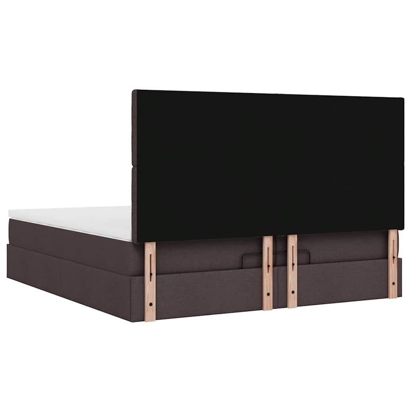 Casa si Gradina - Mobilier - Paturi si accesorii - Paturi - Cadru de pat otoman cu saltele tesatura maro inchis 200x200cm - Infinity.ro
