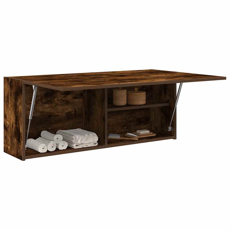 Casa si Gradina - Mobilier - Mobilier baie - Corpuri baie - Dulap perete baie, stejar fumuriu, 100x25x40 cm, lemn prelucrat - Infinity.ro
