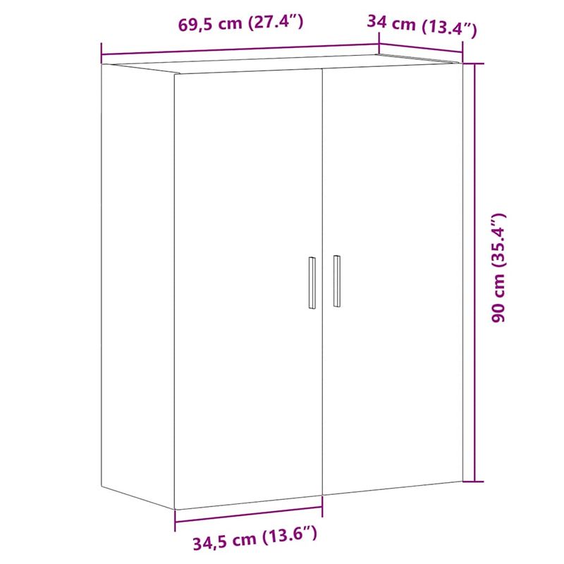 Casa si Gradina - Mobilier - Comode si corpuri - Comode - Dulap montat pe perete, stejar artizanal, 69,5x34x90 cm - Infinity.ro