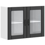 Casa si Gradina - Mobilier - Comode si corpuri - Corpuri bucatarie - Dulap de bucatarie cu usa din sticla „Lucca” din lemn negru, mărime 80x31x60 cm - Infinity.ro