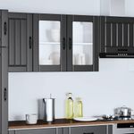 Casa si Gradina - Mobilier - Comode si corpuri - Corpuri bucatarie - Dulap de bucatarie cu usa din sticla „Lucca” din lemn negru, mărime 80x31x60 cm - Infinity.ro