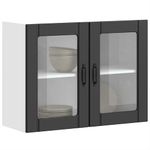 Casa si Gradina - Mobilier - Comode si corpuri - Corpuri bucatarie - Dulap de bucatarie cu usa din sticla „Lucca” din lemn negru, mărime 80x31x60 cm - Infinity.ro
