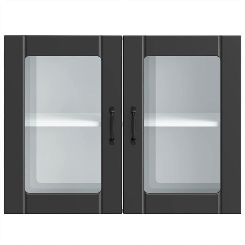 Casa si Gradina - Mobilier - Comode si corpuri - Corpuri bucatarie - Dulap de bucatarie cu usa din sticla „Lucca” din lemn negru, mărime 80x31x60 cm - Infinity.ro