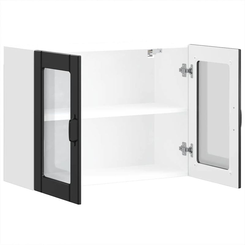 Casa si Gradina - Mobilier - Comode si corpuri - Corpuri bucatarie - Dulap de bucatarie cu usa din sticla „Lucca” din lemn negru, mărime 80x31x60 cm - Infinity.ro
