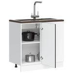 Casa si Gradina - Mobilier - Comode si corpuri - Corpuri bucatarie - Dulap de baza pentru chiuveta din lemn negru prelucrat - Infinity.ro