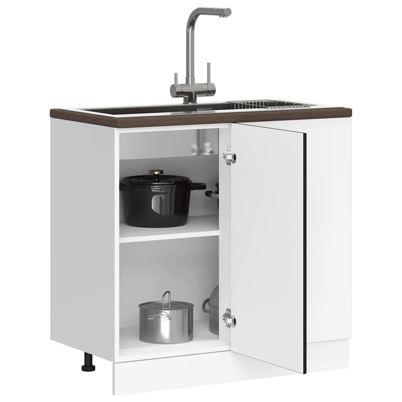 Casa si Gradina - Mobilier - Comode si corpuri - Corpuri bucatarie - Dulap de baza pentru chiuveta din lemn negru prelucrat - Infinity.ro