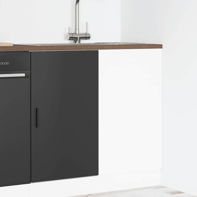 Casa si Gradina - Mobilier - Comode si corpuri - Corpuri bucatarie - Dulap de baza pentru chiuveta din lemn negru prelucrat - Infinity.ro