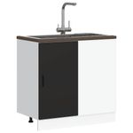 Casa si Gradina - Mobilier - Comode si corpuri - Corpuri bucatarie - Dulap de baza pentru chiuveta din lemn negru prelucrat - Infinity.ro