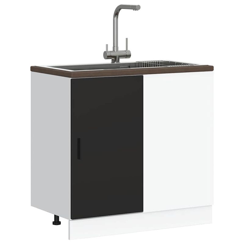 Casa si Gradina - Mobilier - Comode si corpuri - Corpuri bucatarie - Dulap de baza pentru chiuveta din lemn negru prelucrat - Infinity.ro