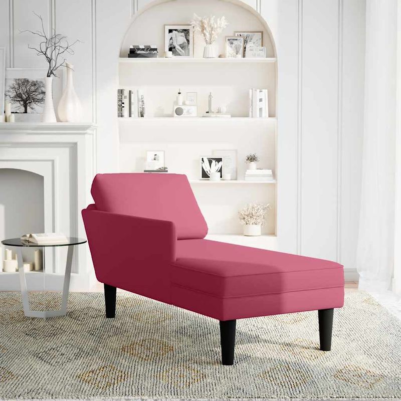 Casa si Gradina - Mobilier - Scaune si fotolii - Fotolii - Sezlong cu perna si cotiera dreapta, rosu vin, catifea - Infinity.ro