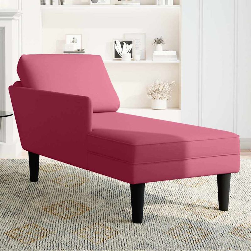 Casa si Gradina - Mobilier - Scaune si fotolii - Fotolii - Sezlong cu perna si cotiera dreapta, rosu vin, catifea - Infinity.ro