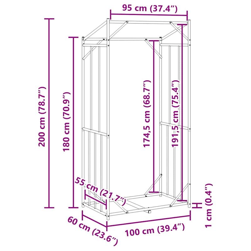 Casa si Gradina - Termice - Sobe, Seminee si accesorii - Accesorii seminee si sobe - Suport pentru lemne de foc cu capac de ploaie Otel galvanizat - Infinity.ro