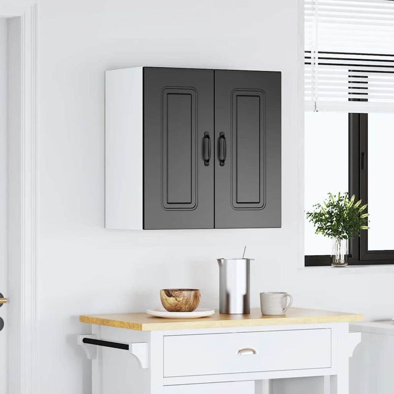 Casa si Gradina - Mobilier - Comode si corpuri - Corpuri bucatarie - Dulap de bucatarie „Kalmar” lemn prelucrat negru, model 1x dulap de perete (2 uși), mărime 60x31x60 cm - Infinity.ro