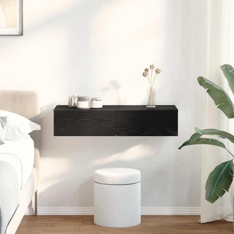 Casa si Gradina - Mobilier - Biblioteci si rafturi - Rafturi - Raft de perete cu sertare negru 80x33x17 cm lemn prelucrat - Infinity.ro