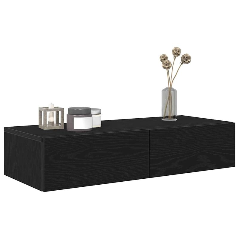 Casa si Gradina - Mobilier - Biblioteci si rafturi - Rafturi - Raft de perete cu sertare negru 80x33x17 cm lemn prelucrat - Infinity.ro