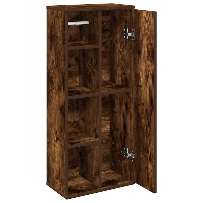 Casa si Gradina - Mobilier - Mobilier baie - Comode baie - Dulap de baie cu suport role, stejar fumuriu, 39x22x90 cm - Infinity.ro