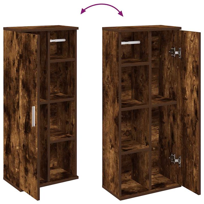 Casa si Gradina - Mobilier - Mobilier baie - Comode baie - Dulap de baie cu suport role, stejar fumuriu, 39x22x90 cm - Infinity.ro