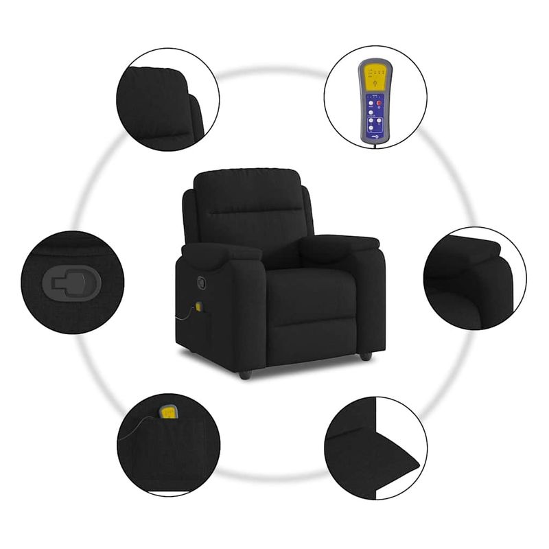 Ingrijire personala si Cosmetice - Sanatate si wellness - Articole wellness - Fotolii de masaj - Fotoliu de masaj rabatabil, negru, material textil - Infinity.ro