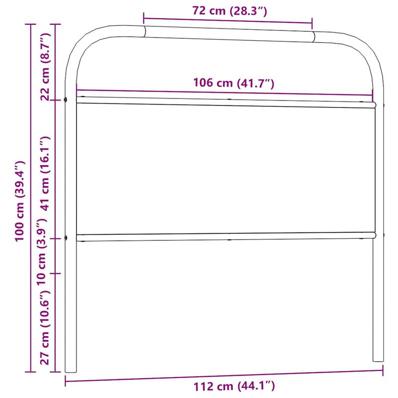 Casa si Gradina - Mobilier - Paturi si accesorii - Accesorii paturi - Tablie stejar sonoma 107 cm otel si lemn prelucrat - Infinity.ro