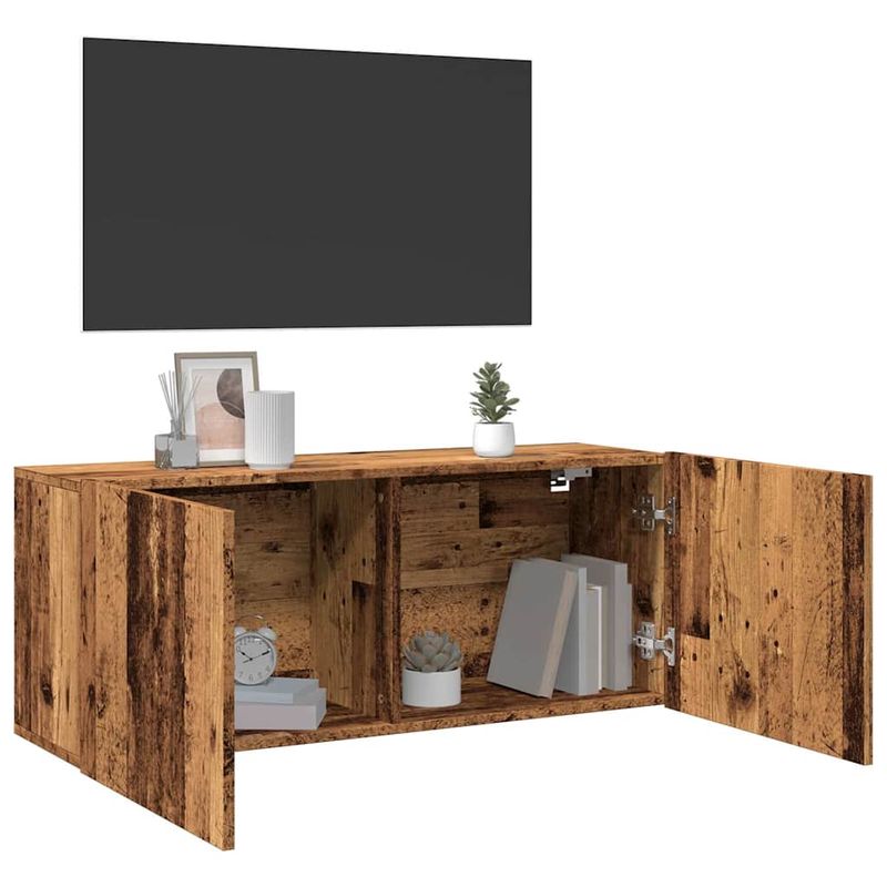 Casa si Gradina - Mobilier - Comode si corpuri - Comode - Comoda TV de perete, lemn vechi, 100x30x41 cm - Infinity.ro