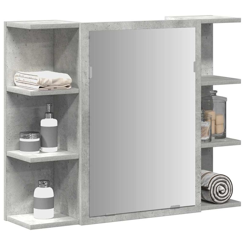 Casa si Gradina - Mobilier - Mobilier baie - Corpuri baie - Dulap de baie cu oglinda, gri beton, 80 x 20,5 x 64 cm, PAL - Infinity.ro