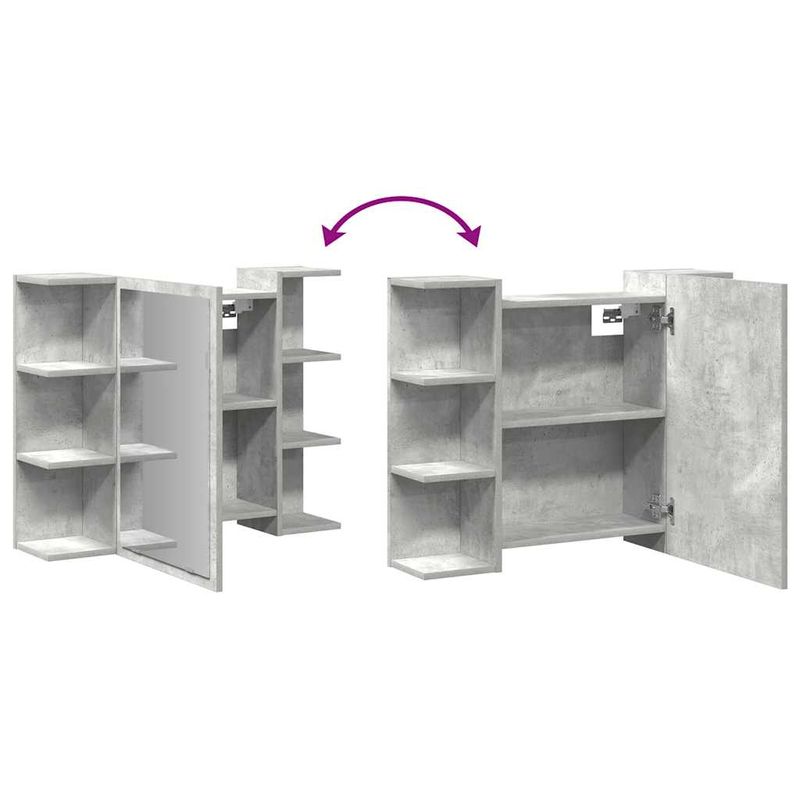 Casa si Gradina - Mobilier - Mobilier baie - Corpuri baie - Dulap de baie cu oglinda, gri beton, 80 x 20,5 x 64 cm, PAL - Infinity.ro