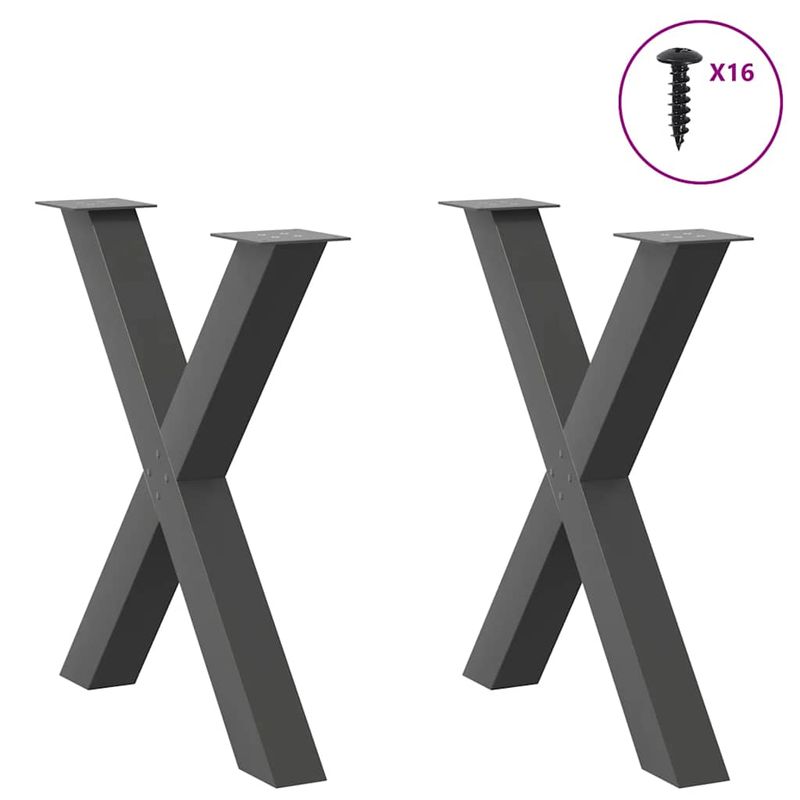 Casa si Gradina - Mobilier - Feronerie si accesorii mobila - Picioare pentru masa in forma de X, 2 buc Antracit Otel, mărime 70x(72-73) cm (80 mm) - Infinity.ro