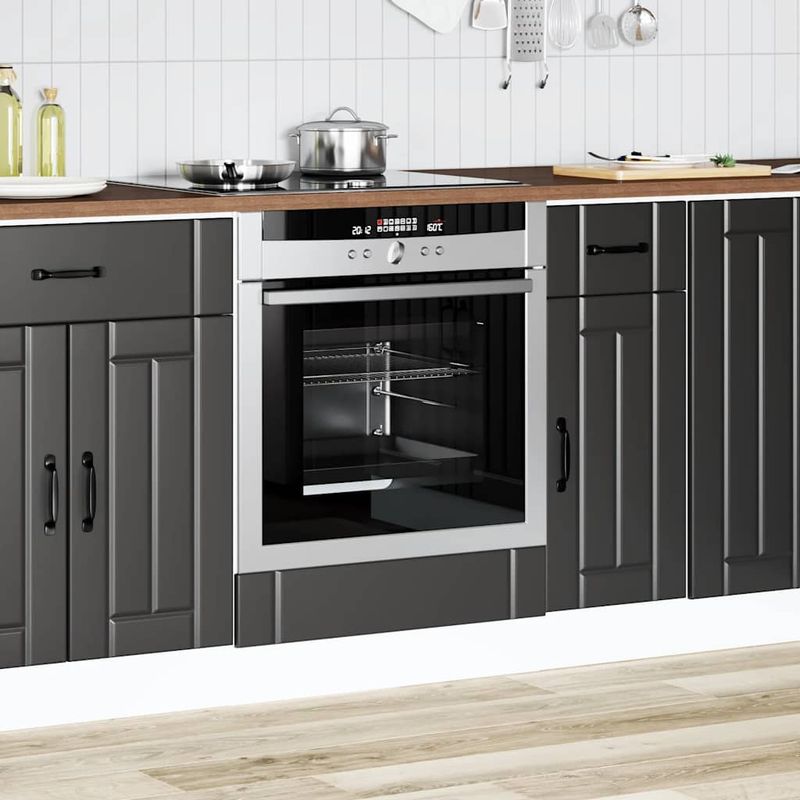 Casa si Gradina - Mobilier - Comode si corpuri - Corpuri bucatarie - Dulap pentru cuptor „Lucca” lemn negru prelucrat - Infinity.ro