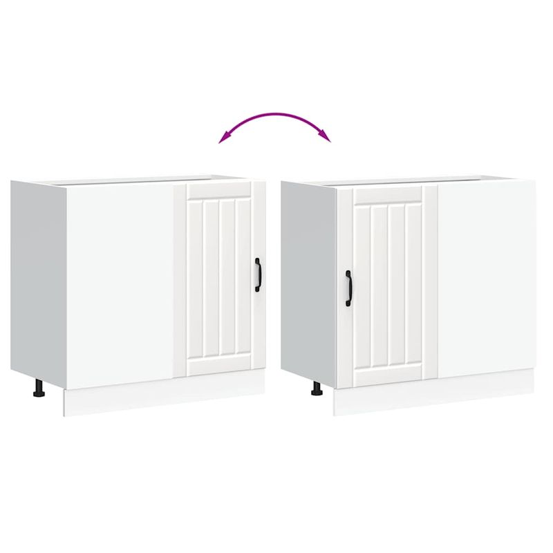 Casa si Gradina - Mobilier - Comode si corpuri - Corpuri bucatarie - Dulap de baza pentru chiuveta „Lucca” din lemn prelucrat alb, model 1x dulap inferior de colț (1 ușă), mărime 86x46x81.5 cm - Infinity.ro