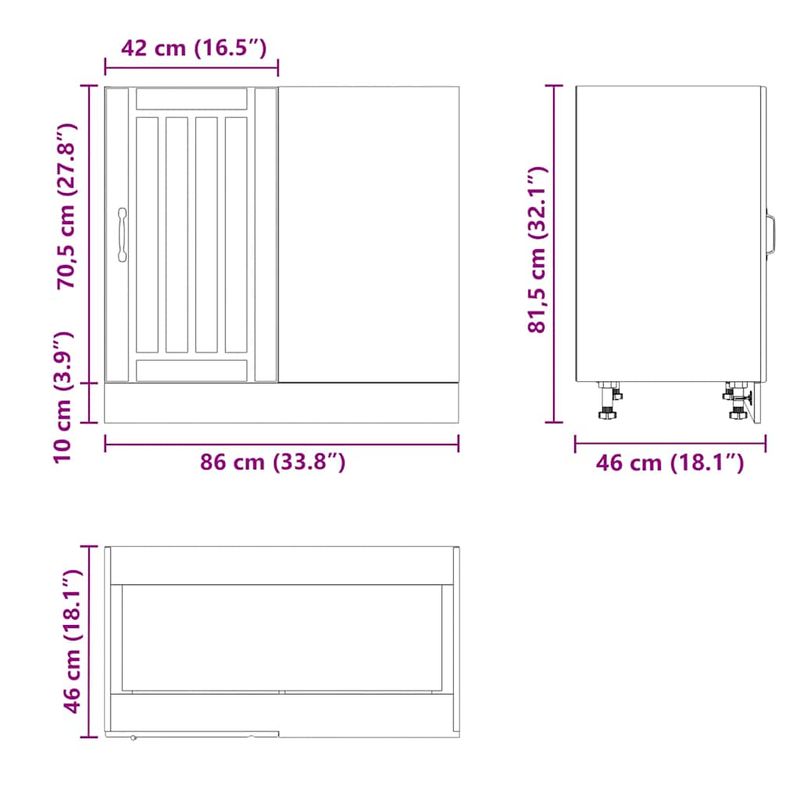 Casa si Gradina - Mobilier - Comode si corpuri - Corpuri bucatarie - Dulap de baza pentru chiuveta „Lucca” din lemn prelucrat alb, model 1x dulap inferior de colț (1 ușă), mărime 86x46x81.5 cm - Infinity.ro