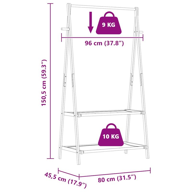 Casa si Gradina - Mobilier - Organizare si depozitare - Cuiere - Cuier pentru haine cu rafturi, 96x45,5x150,5 cm, țesătură - Infinity.ro