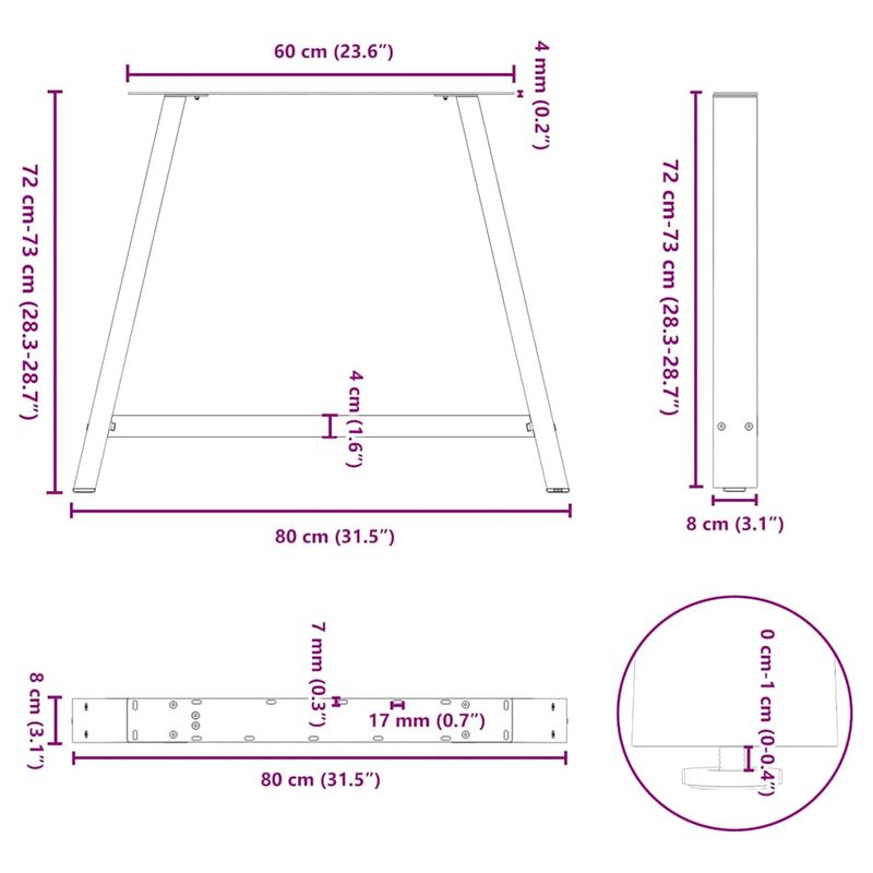 Casa si Gradina - Mobilier - Feronerie si accesorii mobila - Picioare masuta de cafea in forma de A, 2 buc Negru Otel, mărime 90x(72-73) cm - Infinity.ro