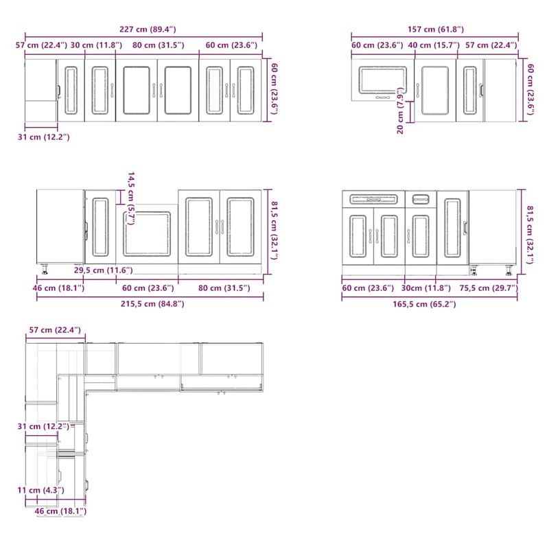 Casa si Gradina - Mobilier - Comode si corpuri - Corpuri bucatarie - Set dulap de bucatarie din 11 piese „Kalmar” stejar maro lemn - Infinity.ro