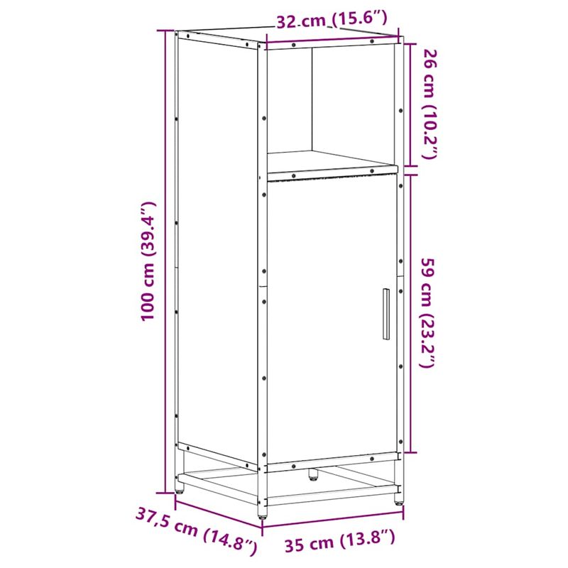 Casa si Gradina - Mobilier - Mobilier baie - Comode baie - Dulap de baie, gri sonoma, 65x33x60 cm, lemn prelucrat - Infinity.ro