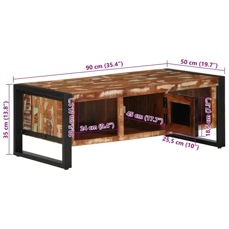 Casa si Gradina - Mobilier - Mese si birouri - Masute de cafea - Masuta de cafea multicolora 90x50x36 cm lemn masiv recuperat - Infinity.ro