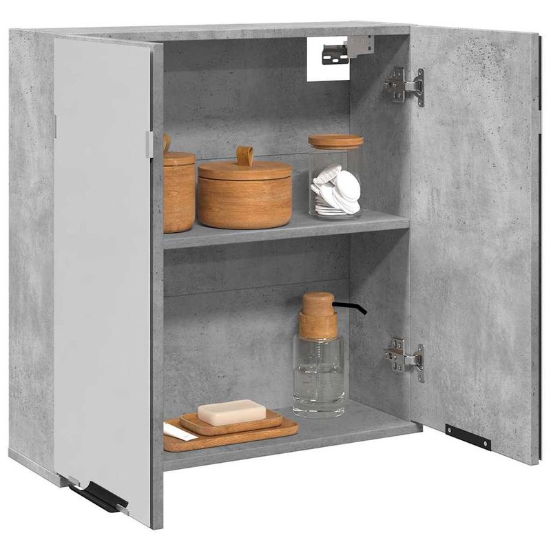 Casa si Gradina - Mobilier - Mobilier baie - Corpuri baie - Dulap de baie cu oglinda, gri beton, 64x20x66,5 cm, PAL - Infinity.ro