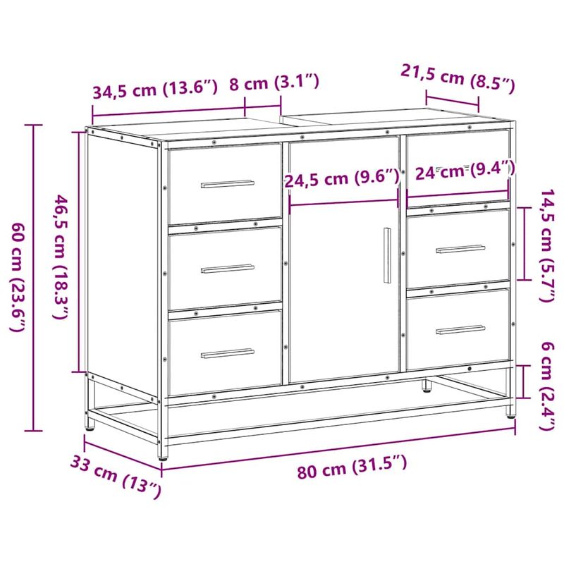 Casa si Gradina - Mobilier - Mobilier baie - Comode baie - Dulap chiuveta de baie, gri sonoma, 80x33x60 cm, lemn compozit - Infinity.ro