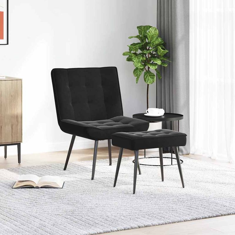 Casa si Gradina - Mobilier - Scaune si fotolii - Scaune - Scaun de relaxare cu taburet, negru, catifea - Infinity.ro