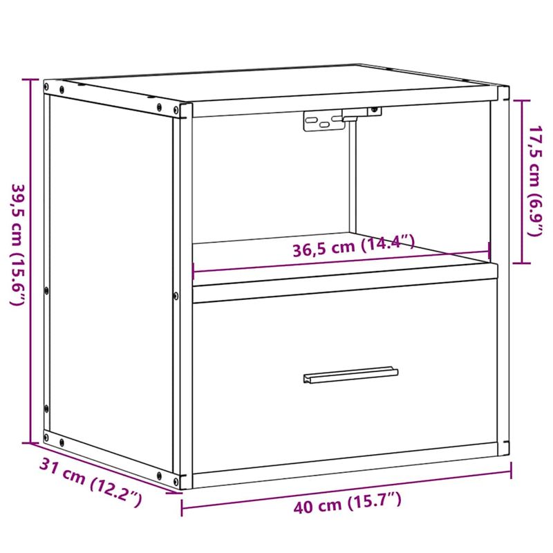 Casa si Gradina - Mobilier - Comode si corpuri - Noptiere - Noptiera de perete, negru, 40x31x39,5 cm - Infinity.ro