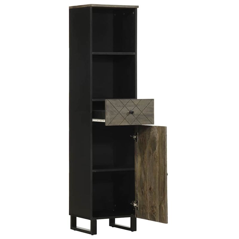 Casa si Gradina - Mobilier - Mobilier baie - Comode baie - Dulap de baie, negru, 38x33x160 cm, lemn masiv de mango - Infinity.ro