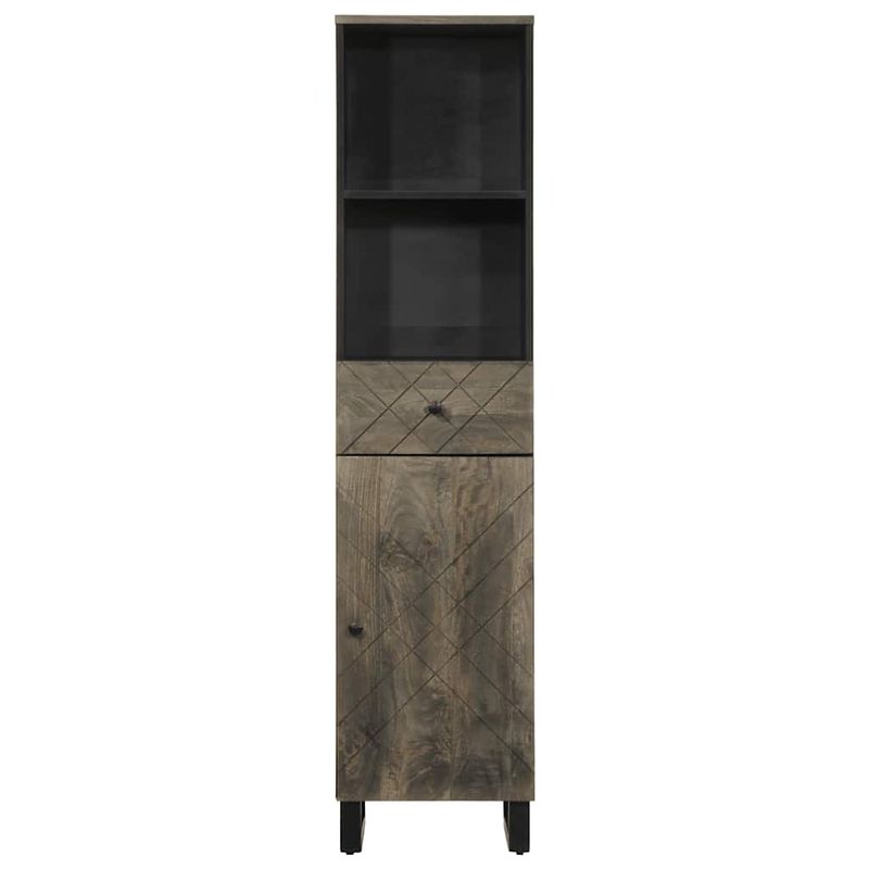 Casa si Gradina - Mobilier - Mobilier baie - Comode baie - Dulap de baie, negru, 38x33x160 cm, lemn masiv de mango - Infinity.ro