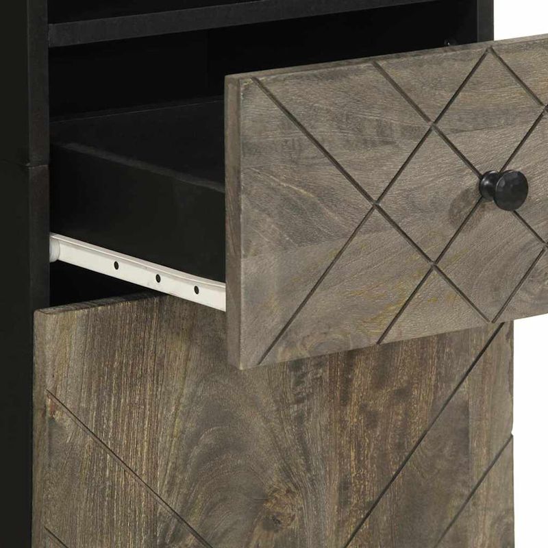 Casa si Gradina - Mobilier - Mobilier baie - Comode baie - Dulap de baie, negru, 38x33x160 cm, lemn masiv de mango - Infinity.ro