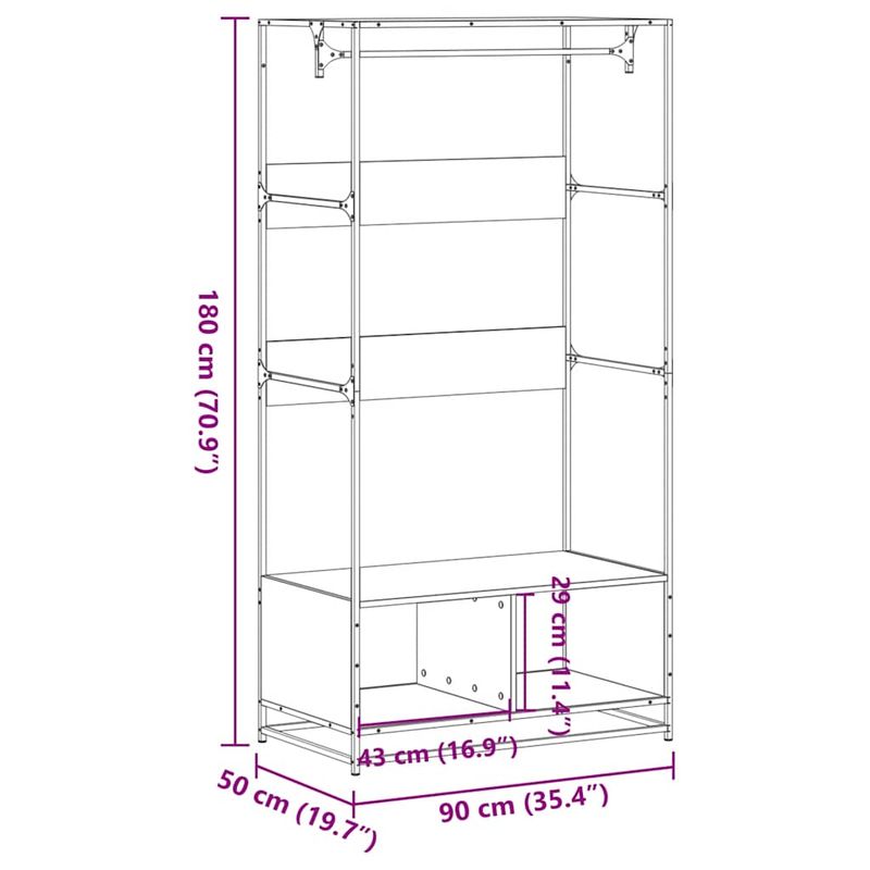 Casa si Gradina - Mobilier - Organizare si depozitare - Cuiere - Sifonier, stejar fumuriu, 90x50x180 cm, lemn prelucrat - Infinity.ro