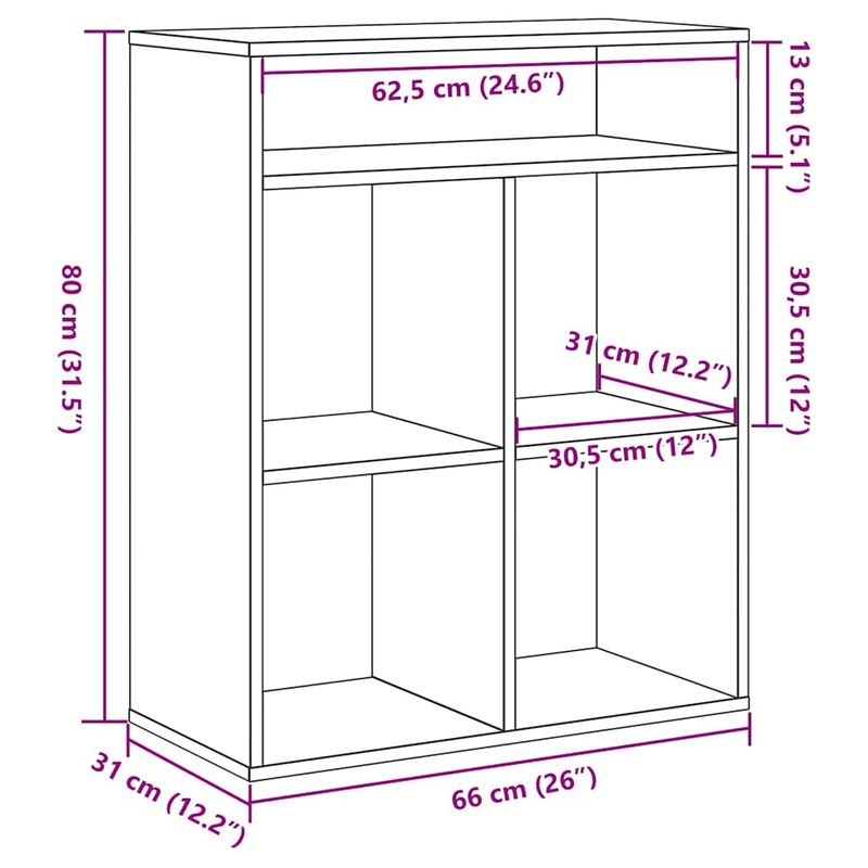 Casa si Gradina - Mobilier - Biblioteci si rafturi - Biblioteci - Biblioteca, gri sonoma, 66x31x80 cm, lemn prelucrat - Infinity.ro